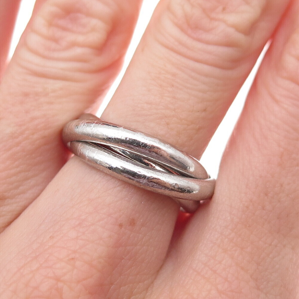 Chapal Zenray 925 Sterling Silver Vintage Interlocked Trinity Band Ring Size 7